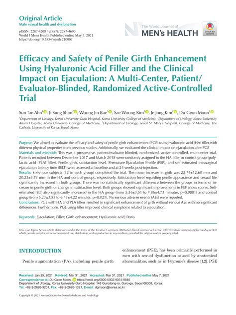 Efficacy and Safety of Penile Girth Enhancement Using  .